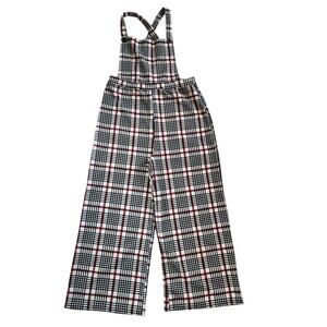 Heart & Arrow Girls Plaid Bib Overalls Size 12 Red Black Straight Stretch